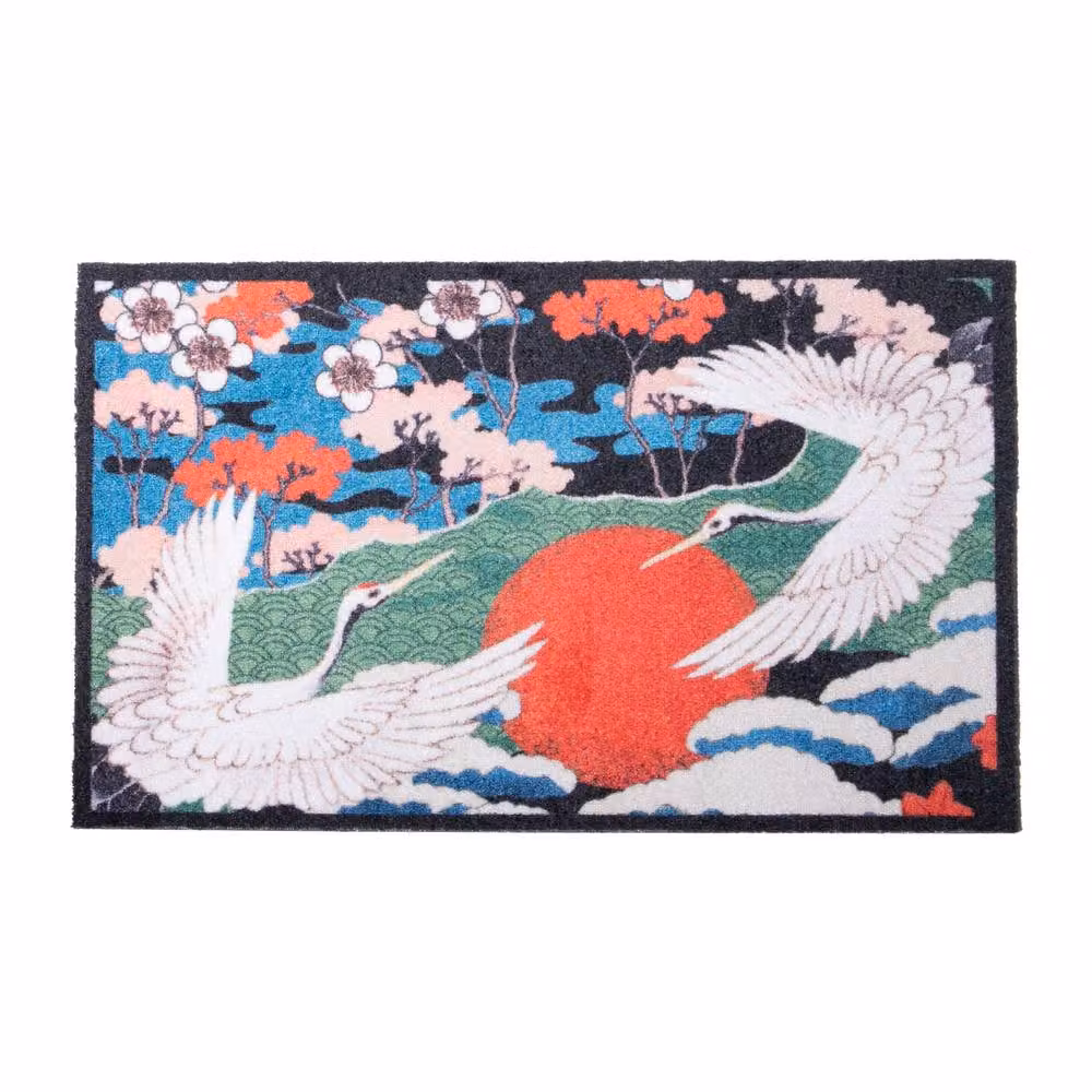 Artsy Mats Japanese Crane Washable Non-Slip Indoor Doormat, Multicolour, W: 80 cm, D: 50 cm – 2