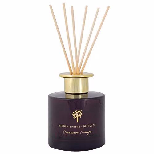Nicola Spring Cinnamon and Orange Scented Reed Diffuser, 200ml Purple Glass Aromatherapy Air Freshener – 1