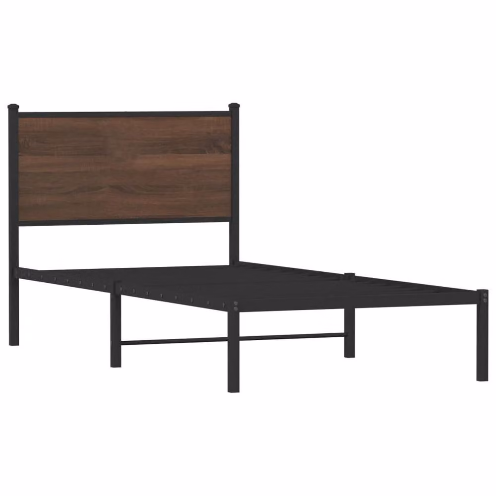 Berkfield Home Metal Bed Frame in Brown Oak, W: 80 cm, L: 200 cm – 3