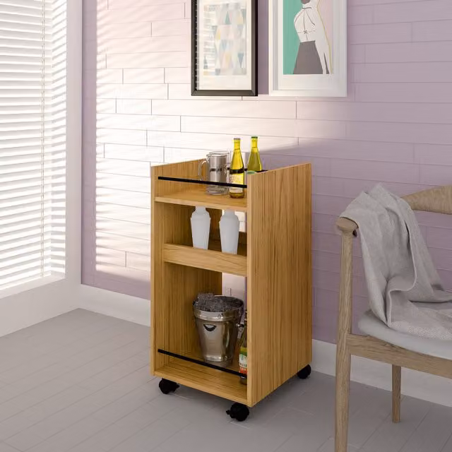 Seconique Naples Serving Cart Side Table in Brown