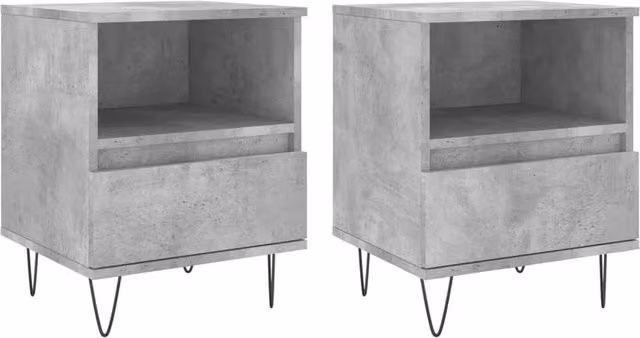 Berkfield Home Set of 2 Modern Bedside Cabinets in Concrete Grey, W/D/H: 40 x 35 x 50 cm