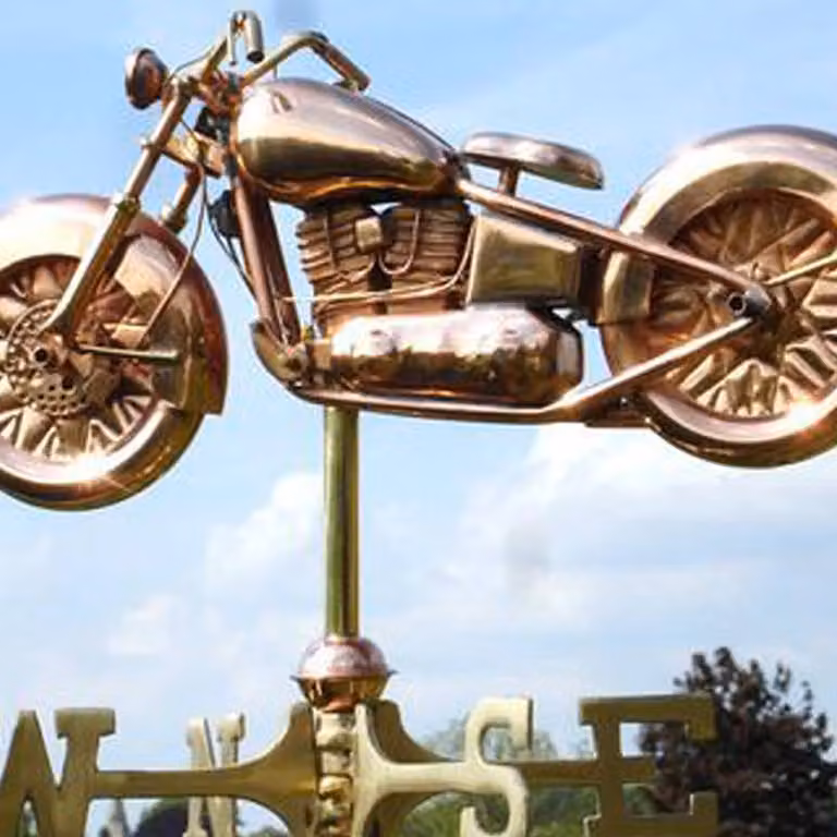 Good Directions Cottage Motorcycle Copper Weathervane in Bronze, H43 x W10 x L37.5 cm