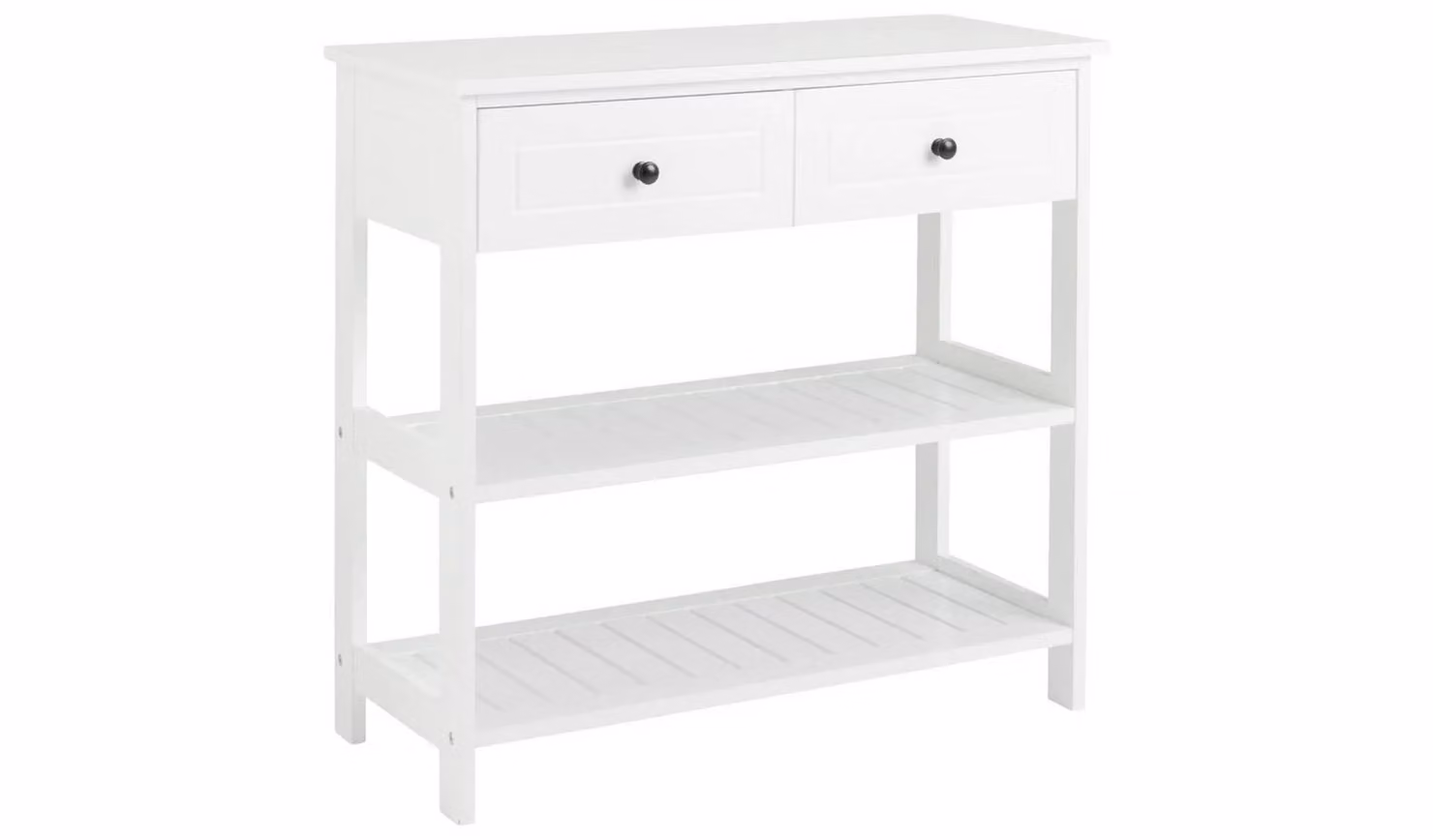 White 2 Drawer Console Table with MDF and Metal Construction for Hallway Storage