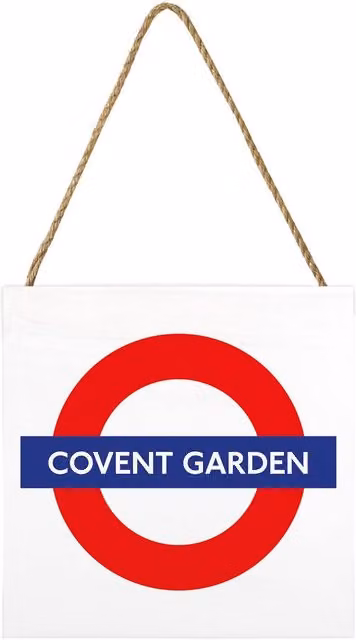 Transport for London Covent Garden White Wooden Rectangular Hanging Wall Plaque