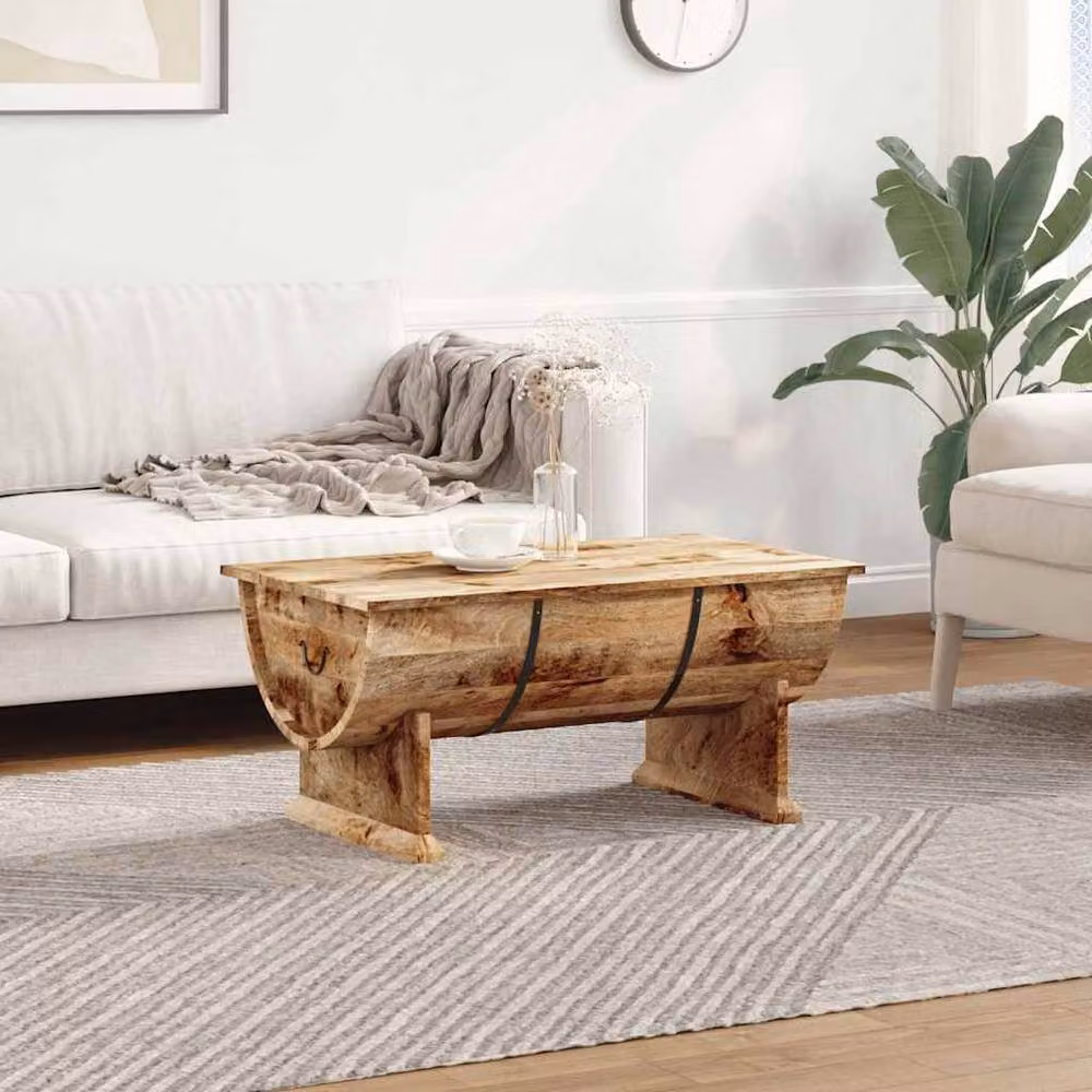 Berkfield Home Solid Mango Wood Coffee Table in Brown, W: 88 cm, D: 50 cm, H: 40 cm – 2