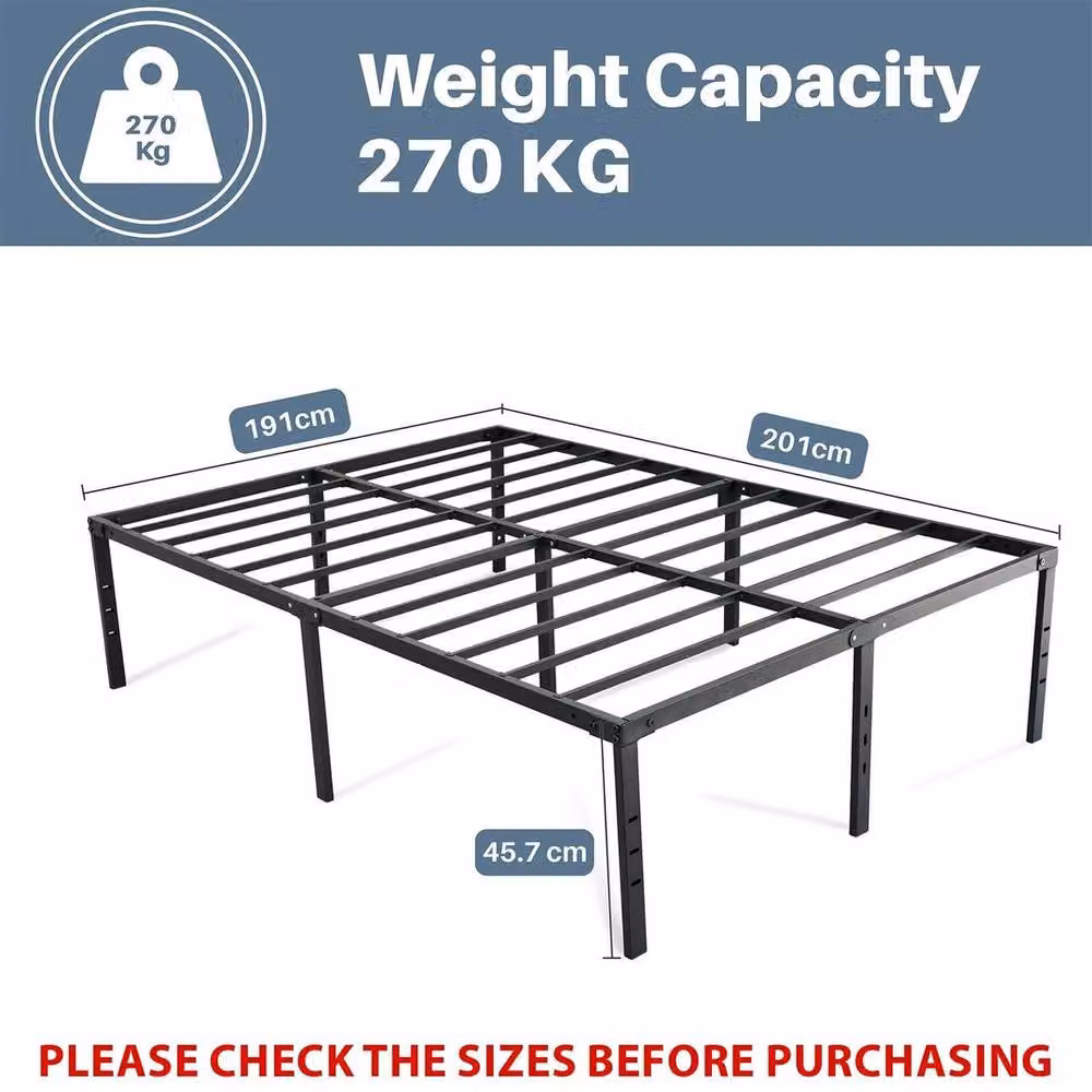 EONLION Modern Metal Super King Bed Frame, Black, W/D/H: 191 x 200 x 45.7 cm – 2