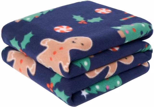 OHS Gingerbread Man Polar Fleece Throw in Navy Blue