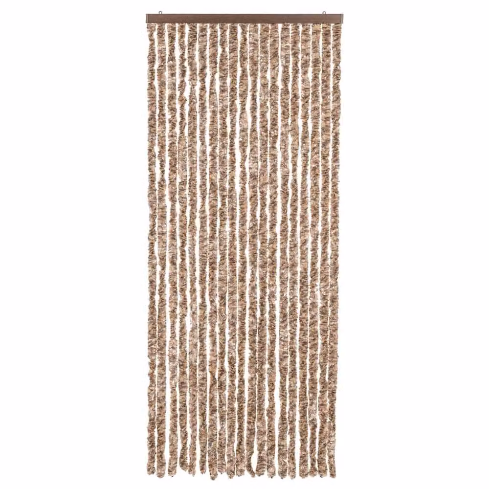 Berkfield Home Chenille Fly Curtain in Beige and Brown, W: 56 cm, H: 185 cm – 3