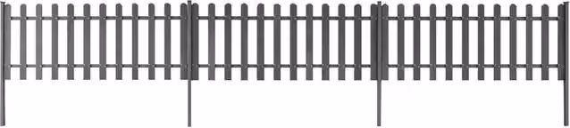 Berkfield Home Grey WPC Picket Fence with Posts, 3 Pieces, W: 600 cm, H: 60 cm