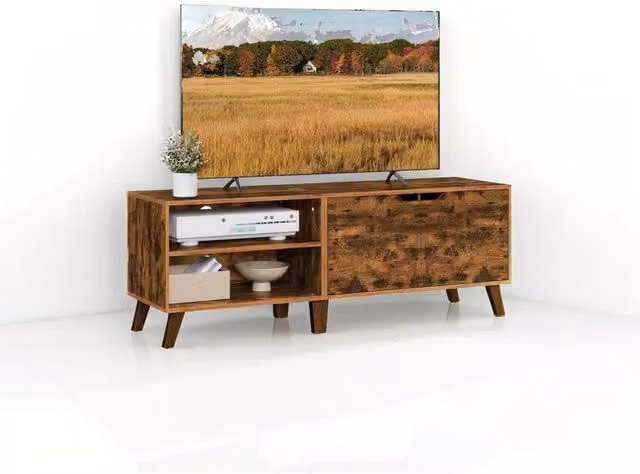 Modcraft Rustic Brown TV Stand with 2 Doors and Adjustable Shelves