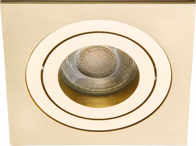 Litecraft Evra 2 Pack of Adjustable Square Recessed LED Downlights, Brass