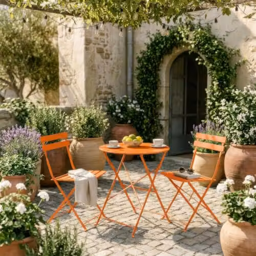 Harbour Housewares 2 Seater Round Bistro Garden Furniture Set in Orange – 2