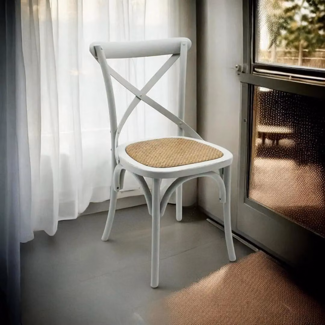 Minster French Cross Back Dining Chair in Grey Wood, W: 49 cm, D: 46 cm, H: 88 cm – 3