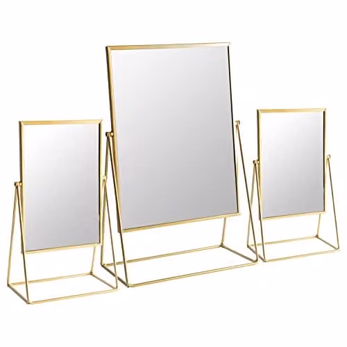 Harbour Housewares 3 Piece Metal Dressing Table Vanity Mirror Set in Gold
