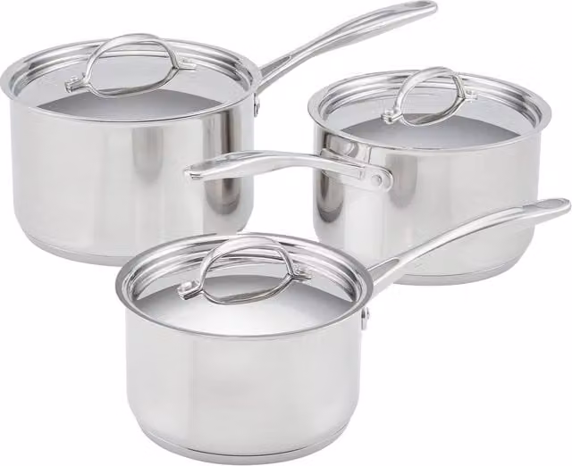 Stellar Profile 7000 3 Piece Stainless Steel Saucepan Set in Metallic Silver