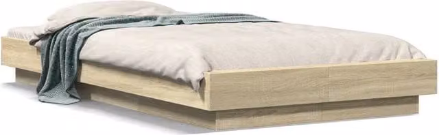 Berkfield Home Sonoma Oak Single Bed Frame in Beige, W/D/H: 90 x 190 x 23 cm