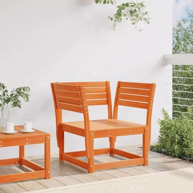 Berkfield Home Beautiful Garden Chair in Wax Brown Solid Pine Wood – 1