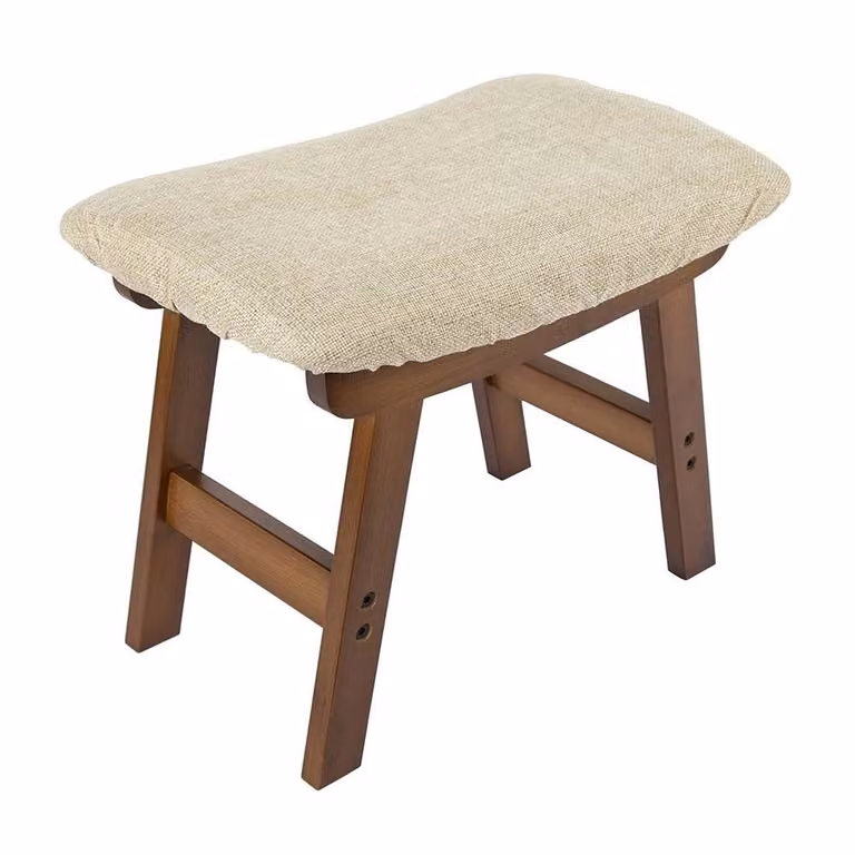 KORVIXA Brown and Beige Bamboo Padded Cushioned Ottoman Footstool W/D/H: 100 x 100 x 100 cm