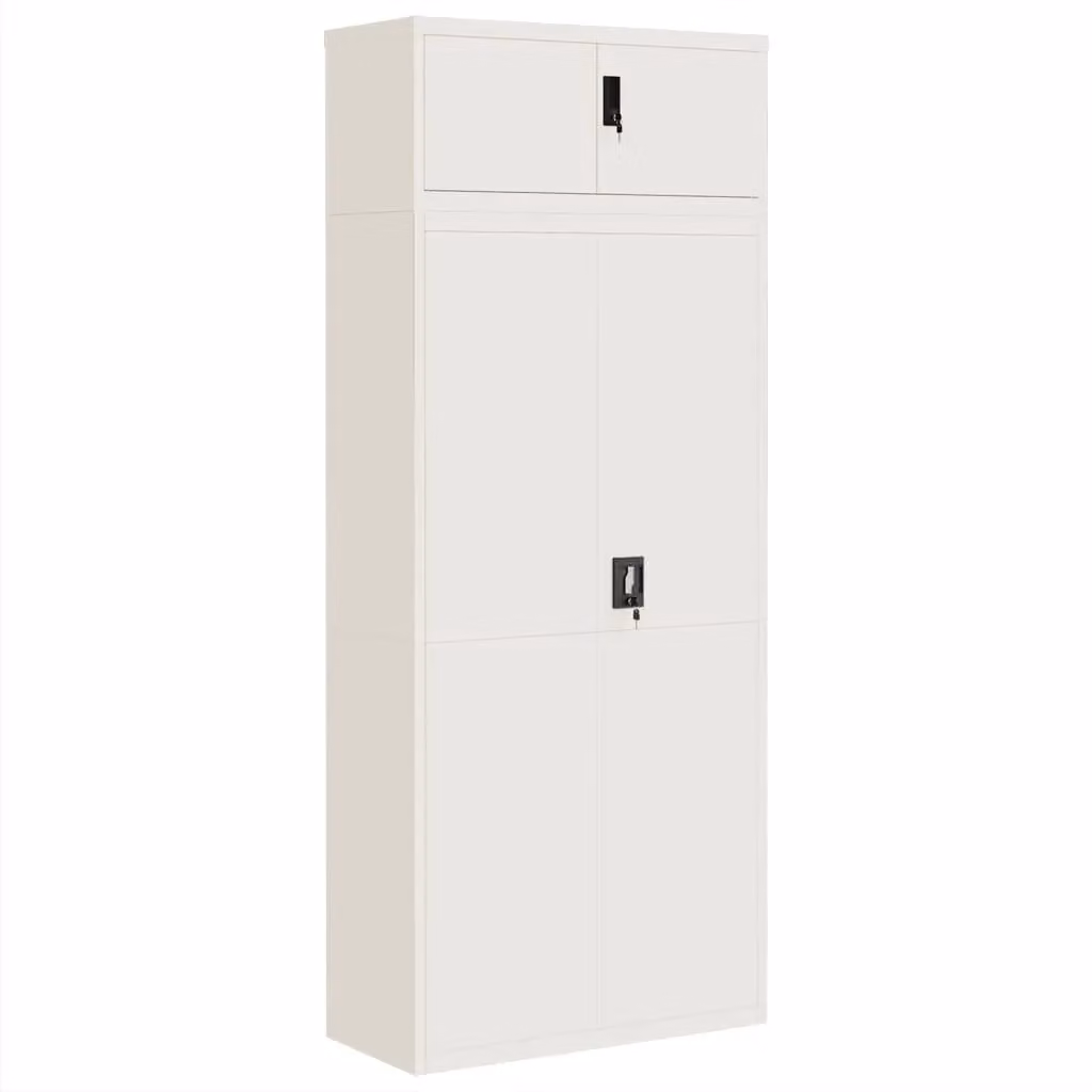 Berkfield Home White Steel File Cabinet with Hinged Doors and Lock, W/D/H: 90 x 40 x 220 cm – 2