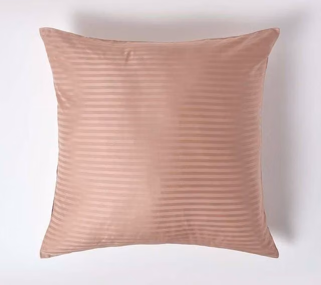 Homescapes Egyptian Cotton Mako Satin Striped Pillowcase with Zip, Brown/Beige, W/D/H: 80 x 80 cm, 330 TC