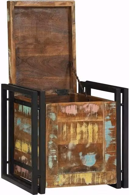 Berkfield Home Rustic Solid Acacia Wood Storage Box, Multicolour, W/D/H: 40 x 40 x 40 cm – 1
