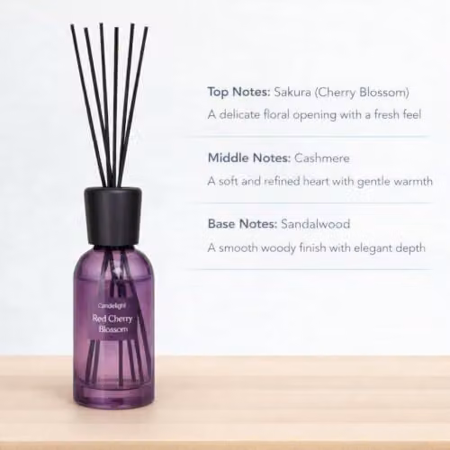 Candlelight Luxury Cherry Blossom Reed Diffuser, 1000ml, Black and Silver Glass – 2