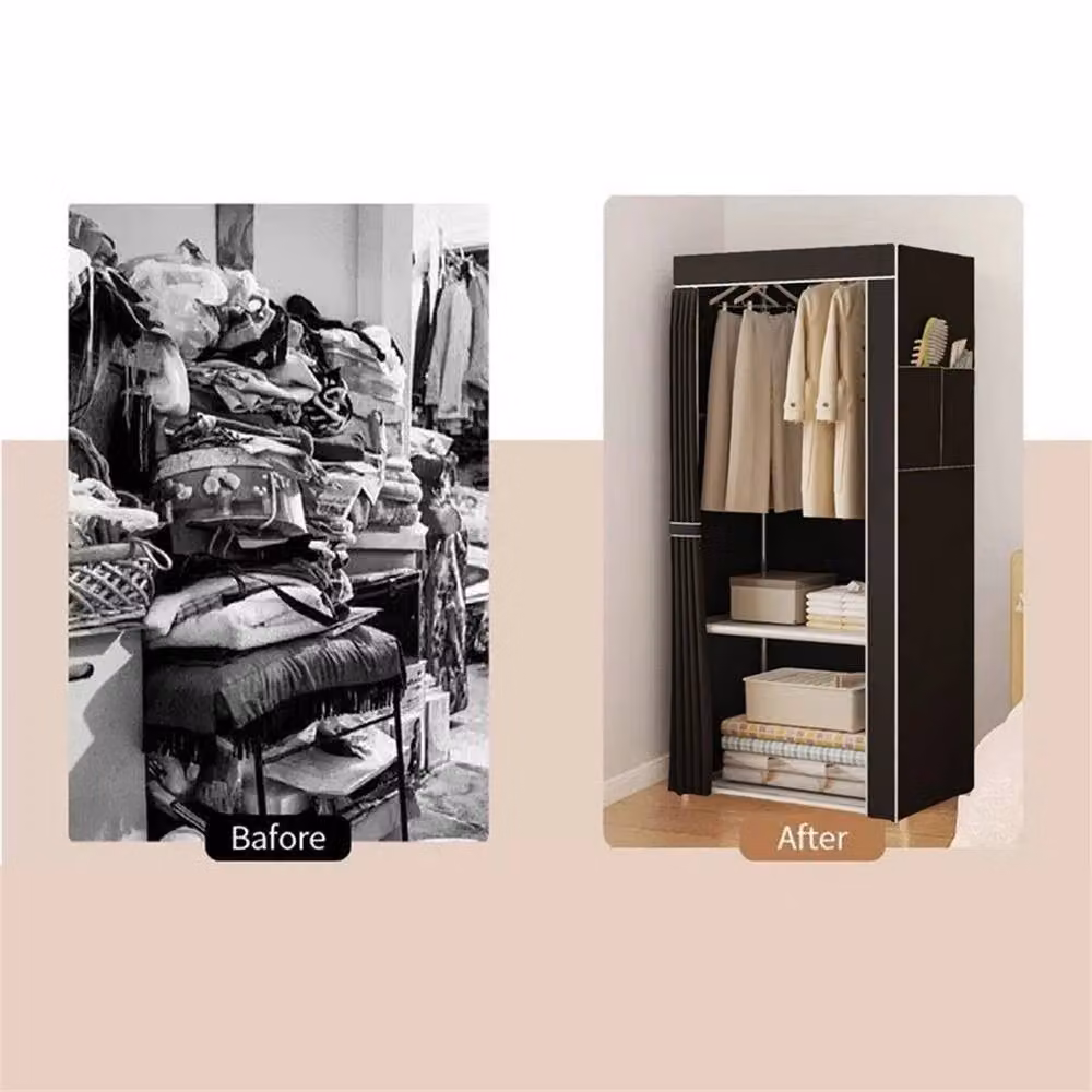 SPETLEK Canvas Wardrobe in Black, W/D/H: 56 x 44 x 146 cm – 3