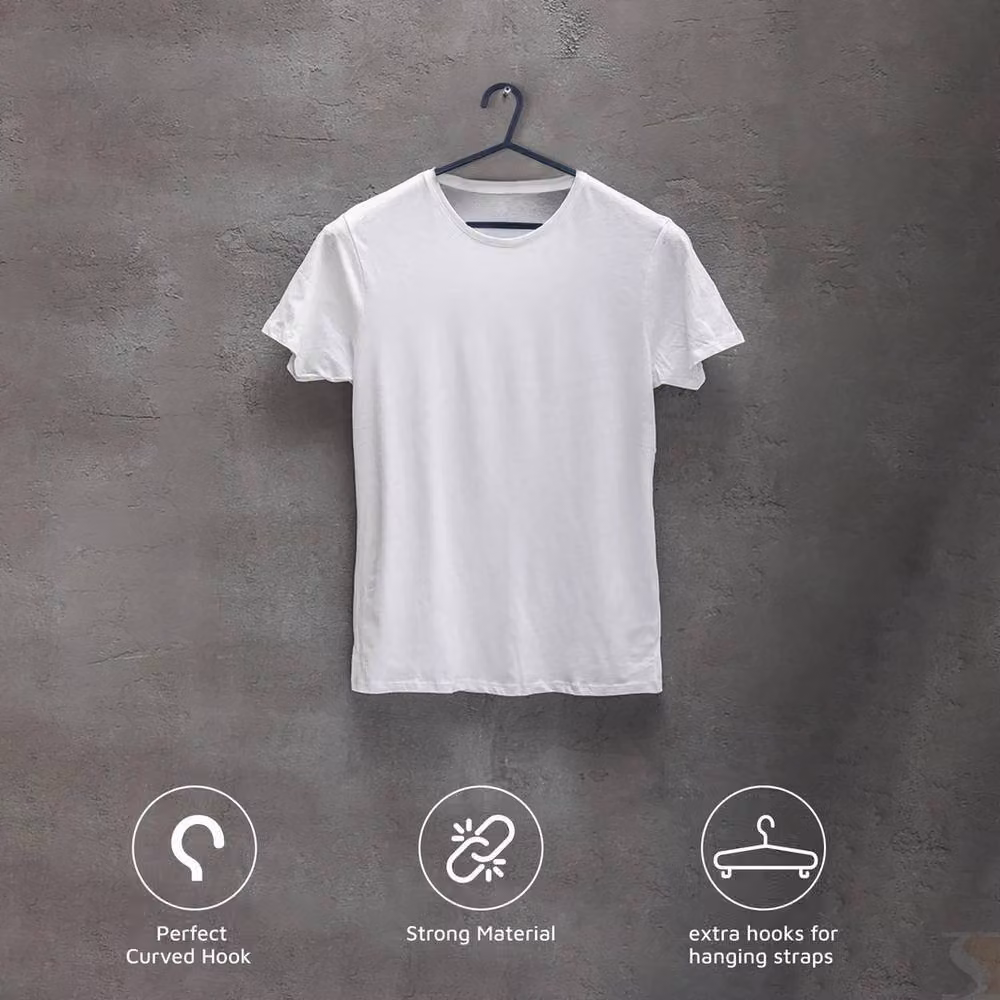 NESTLUNE 50 Pack Strong Plastic Clothes Hangers for Coats and Trousers in Black – 1