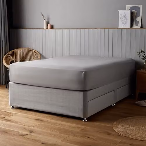 Silentnight Supersoft Dove Grey Fitted Sheet, W/D/H: 180 x 200 cm – 1