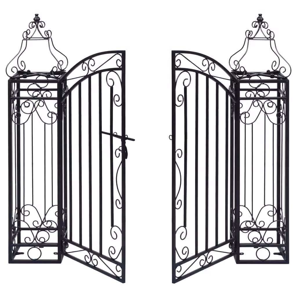 Berkfield Home Ornamental Wrought Iron Swing Garden Gate, Black, W/D/H: 122 x 20.5 x 100 cm – 2