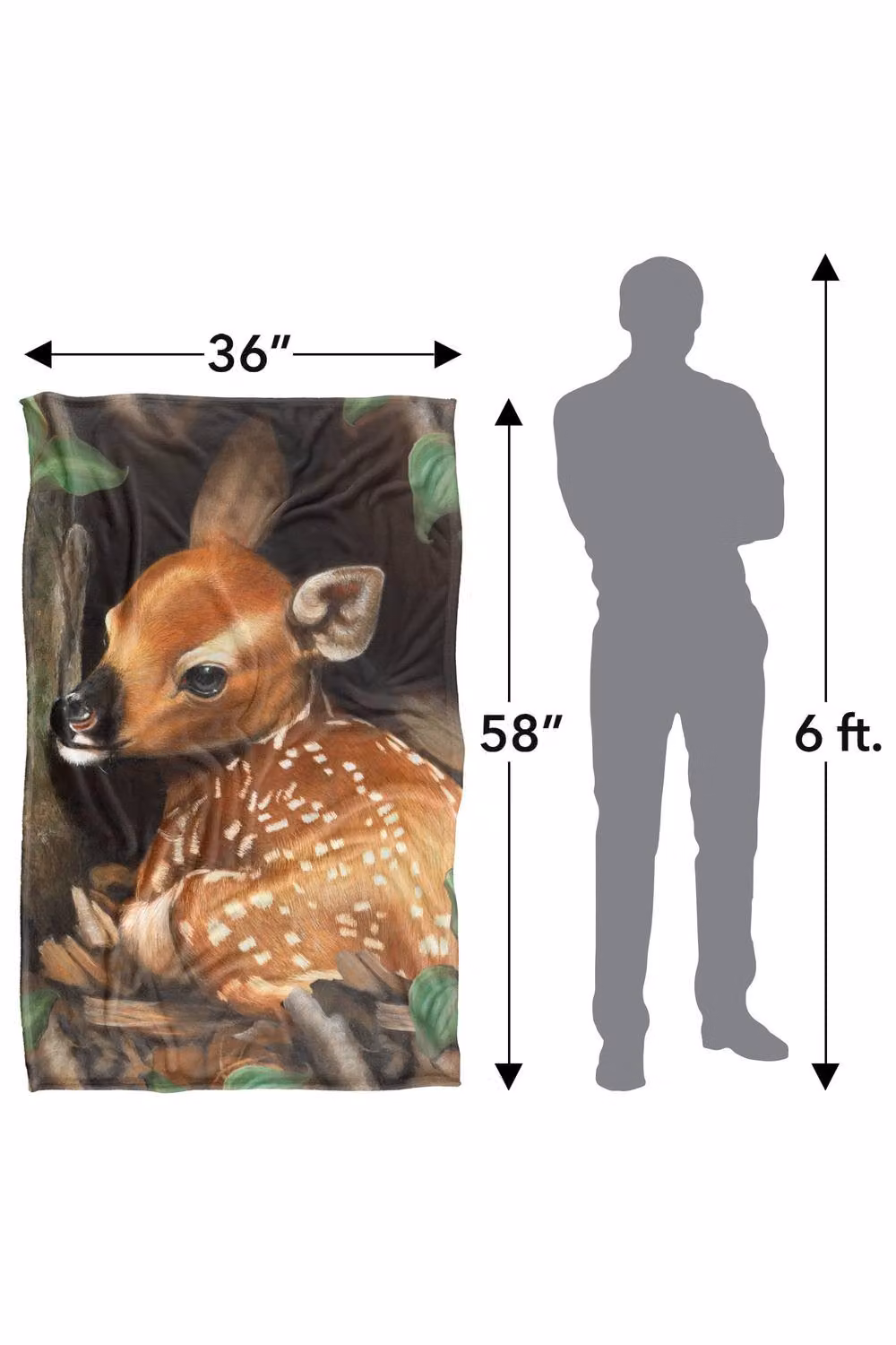 JQ Licensing Fawn Baby Deer Super Soft Fluffy Polyester Throw Blanket for Babies, Multicolour, Large – 3