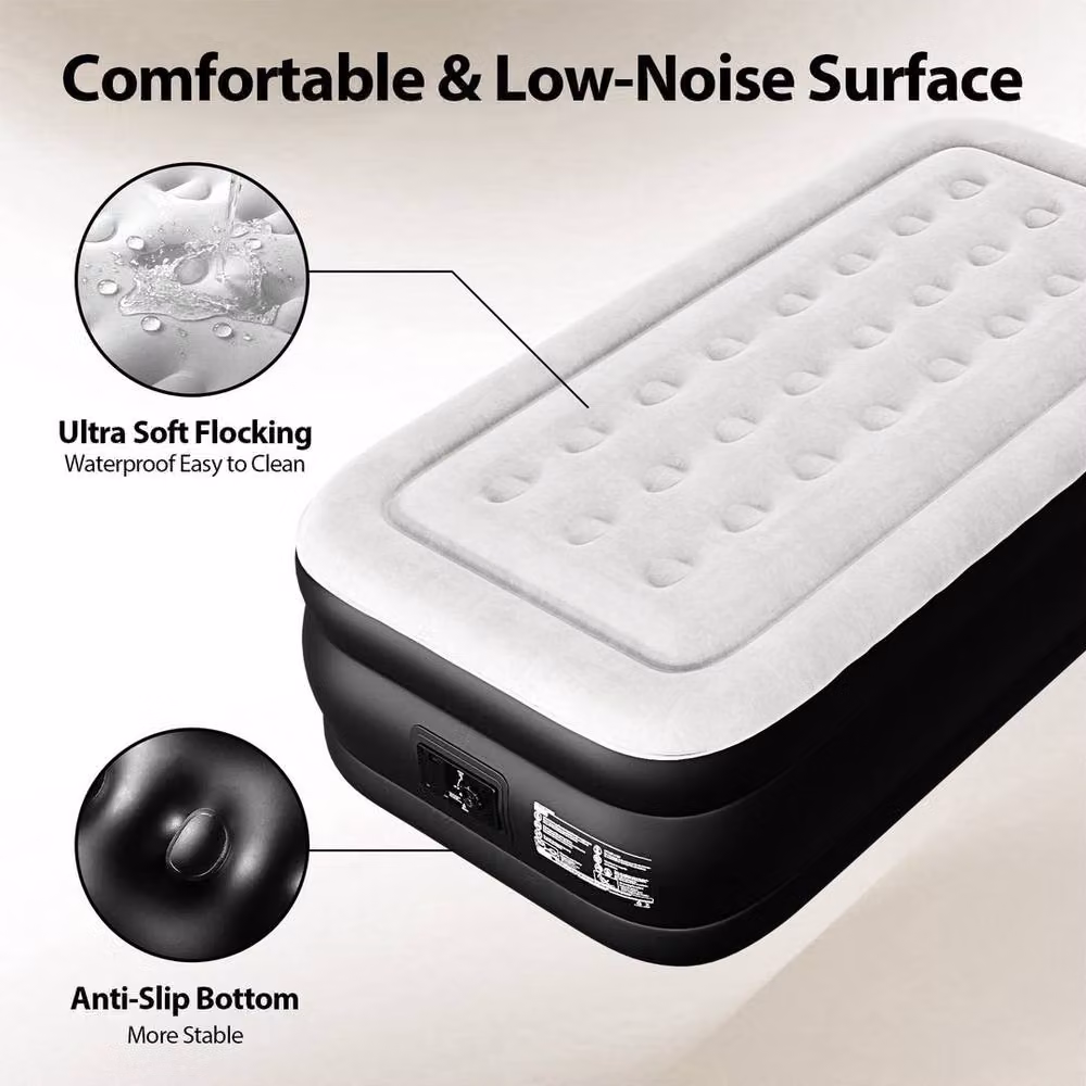 EONLION Black Single Inflatable Air Bed with Built-in Electric Pump, W/D/H: 90 x 190 x 46 cm – 4