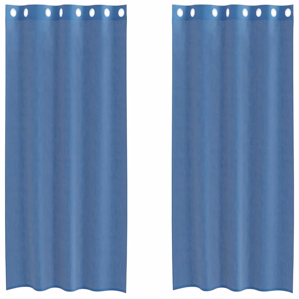 Berkfield Home Royal Blue Voile Fabric Curtains with Eyelets, 2 Pack – 2
