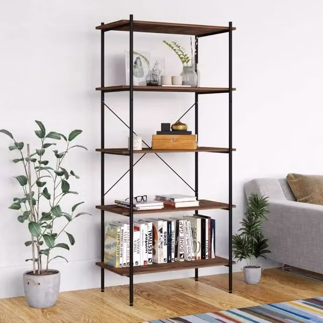 Berkfield Home 5-Tier Industrial Shelving Unit in Black and Brown, W/D/H: 80 x 40 x 163 cm – 1
