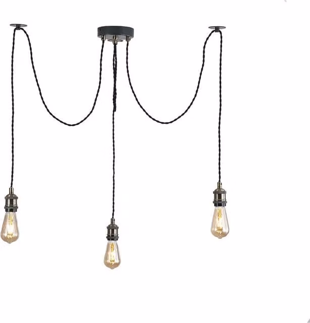 Kairui Lighting 3-Light Spider Pendant Ceiling Light in Black and Gold/Brass with Adjustable Cable and Bulbs Included – 1