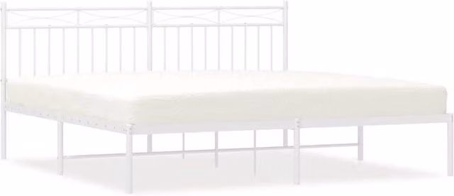 Berkfield Home Metal Bed Frame with Headboard in White