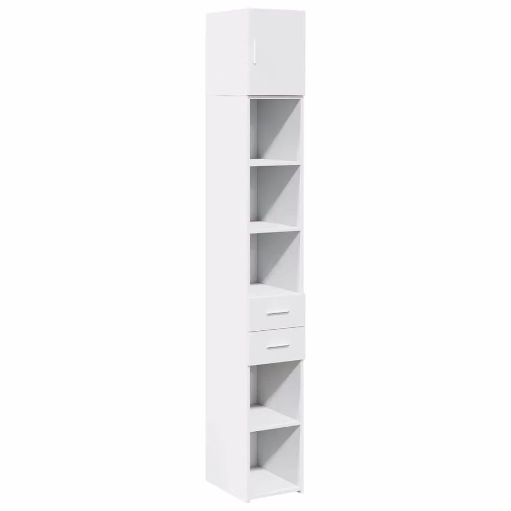 Berkfield Home Slim Freestanding Storage Cabinet in White, W/D/H: 30 x 42.5 x 225 cm