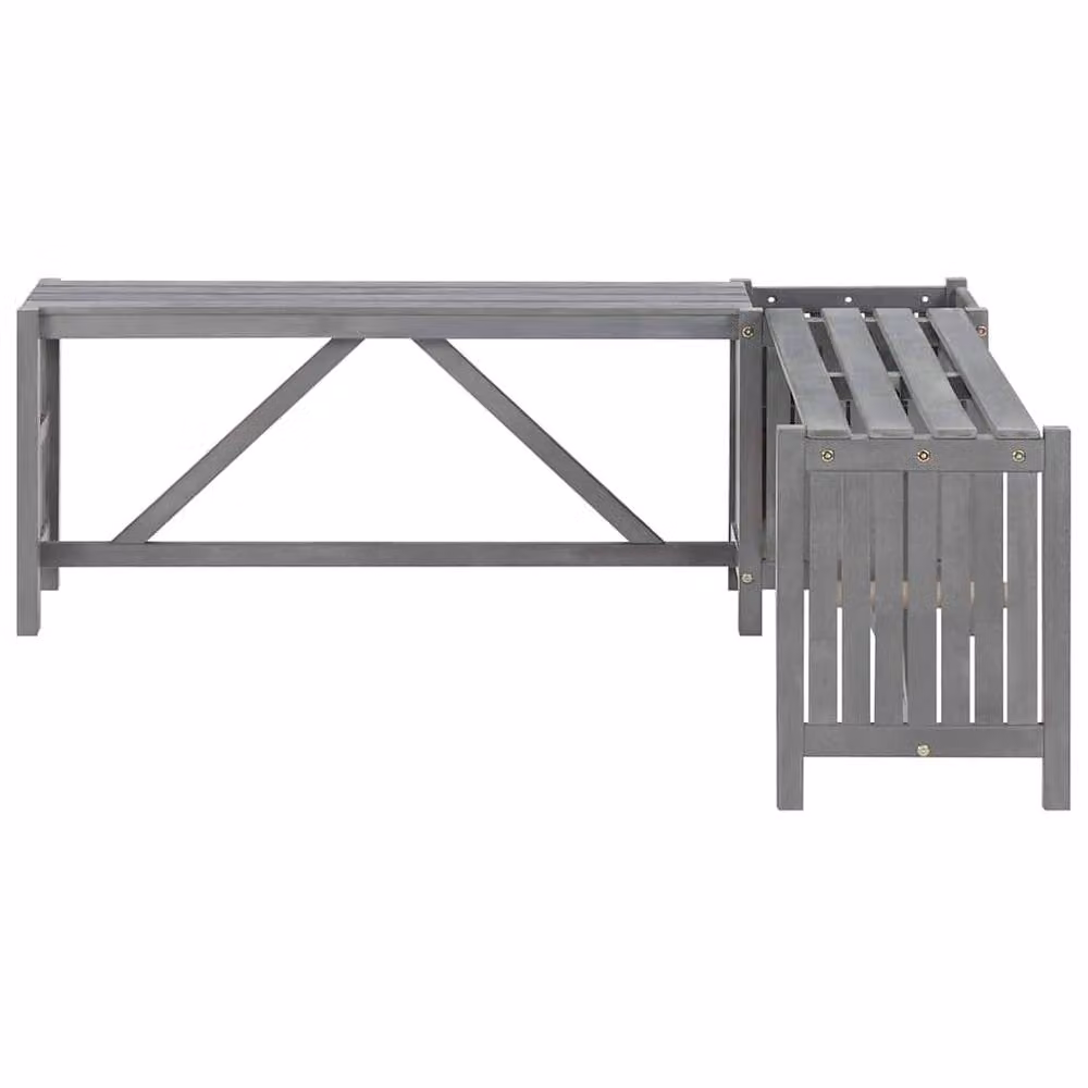 Berkfield Home Garden Corner Bench with Planter in Grey Solid Acacia Wood, Width: 117 cm – 3