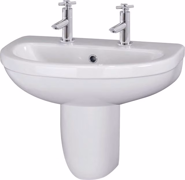 Balterley Round 2 Tap Hole Semi Pedestal Basin in White, W: 55 cm, D: 49.8 cm, H: 49.8 cm – 1