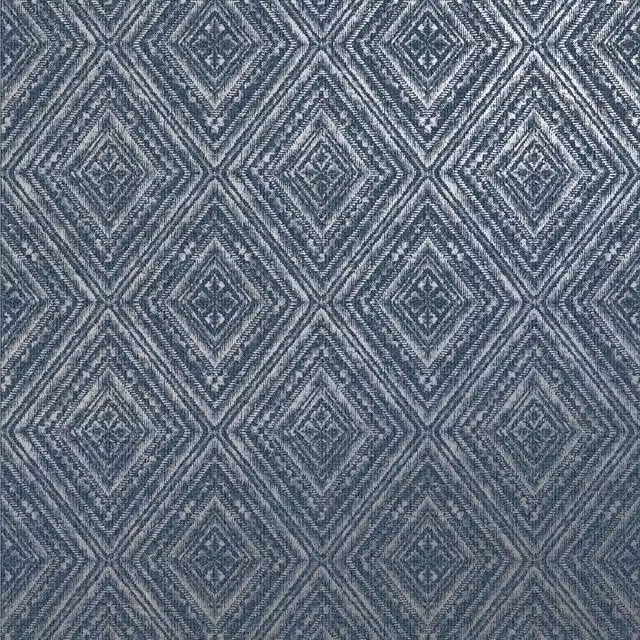 Erfurt Holden Decor Wallpaper with Geometric Aztec Pattern in Navy Blue, Silver and Grey