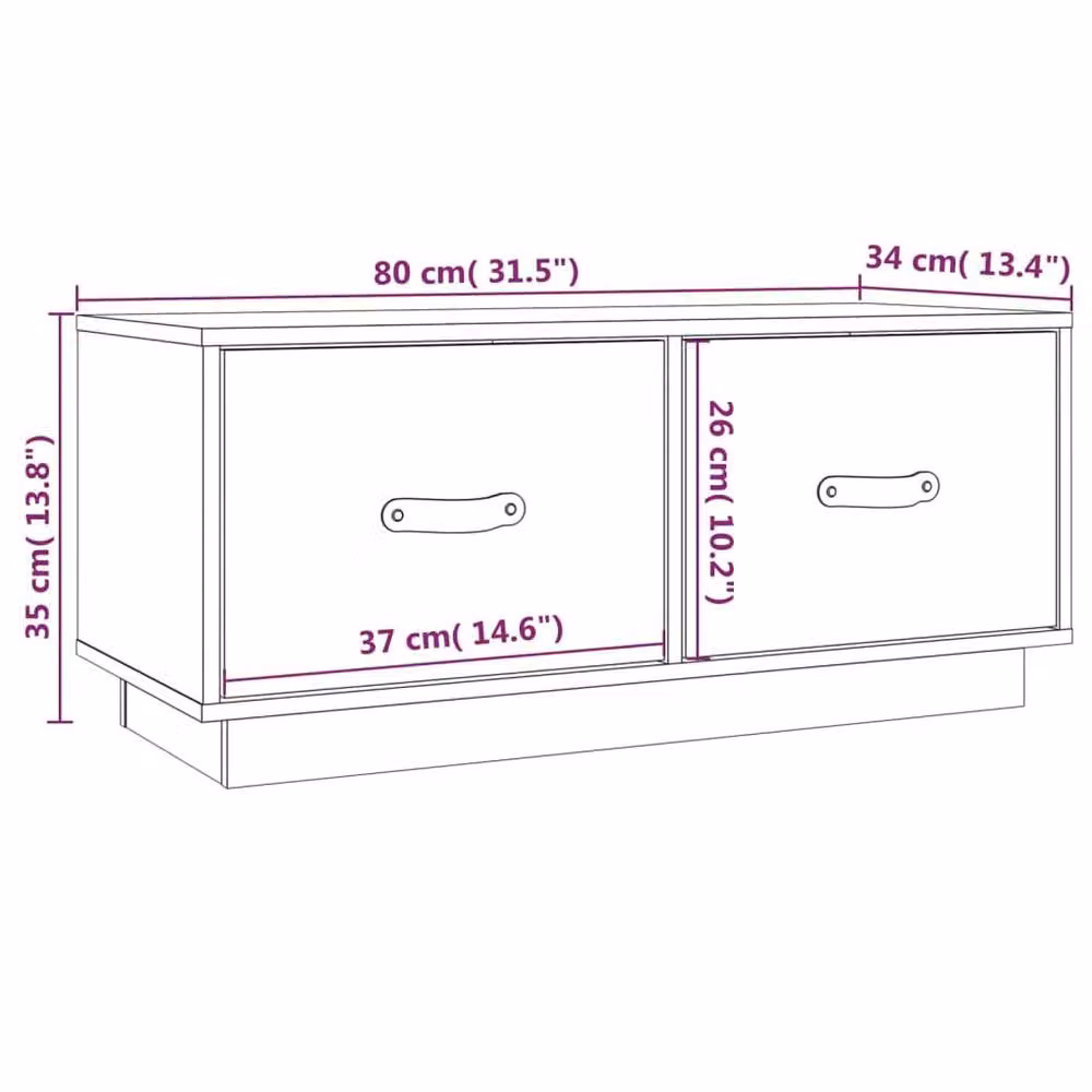 Berkfield Home Black Solid Wood Pine TV Cabinet W/D/H: 80 x 34 x 35 cm – 5