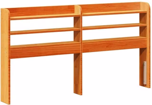 Berkfield Home Rustic Solid Wood Pine Headboard with Integrated Bedside Shelves, Wax Brown, Width: 160 cm