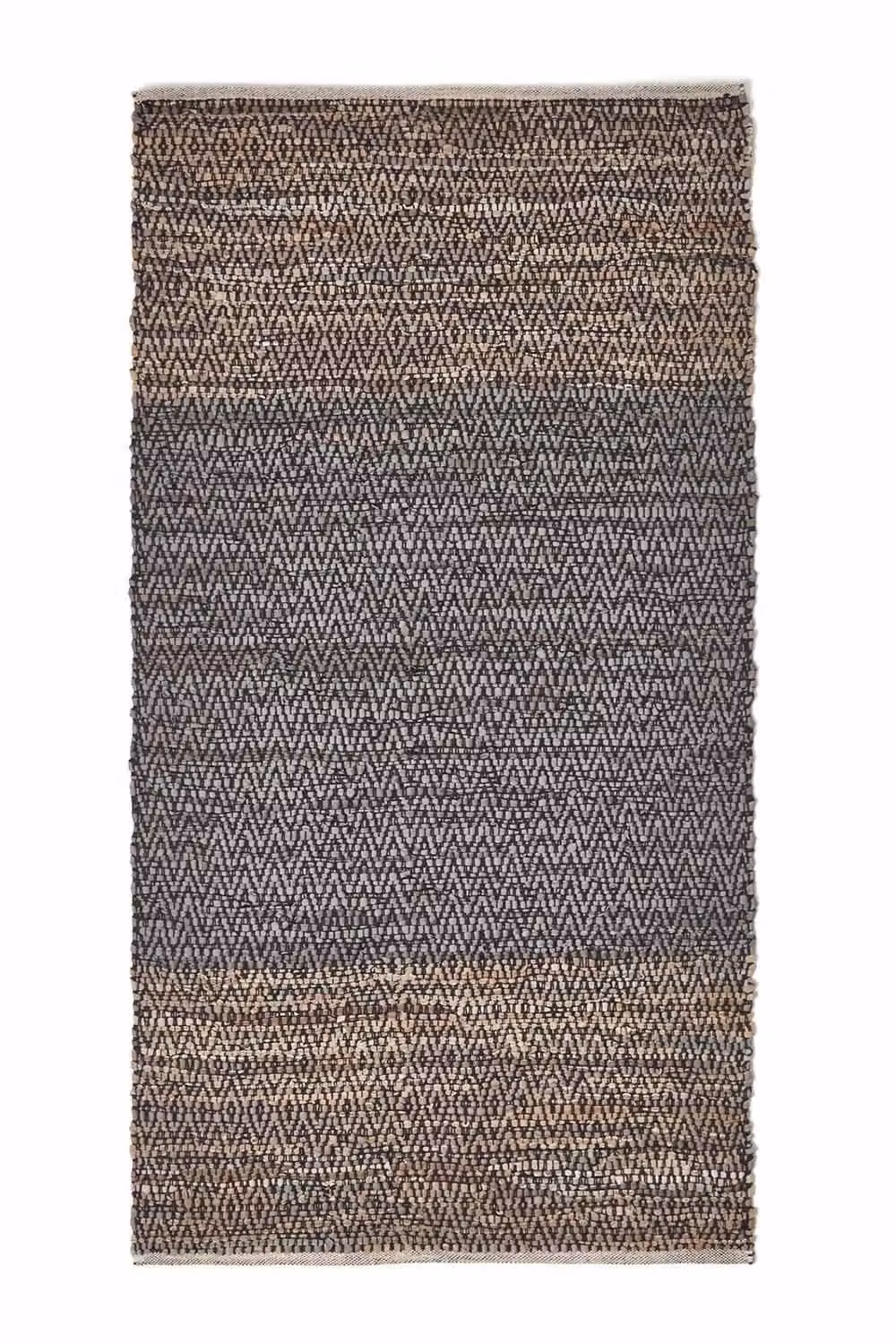 Homescapes Grey Handwoven Leather Herringbone Rug, W/D/H: 90 x 150 x 0.3 cm – 2