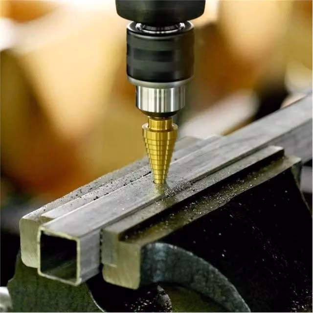 Nordara 5-Piece HSS Step Drill Bit Set with 1/4 inch Hex Shank for Metal, Wood and Plastic in Metallic Gold – 1