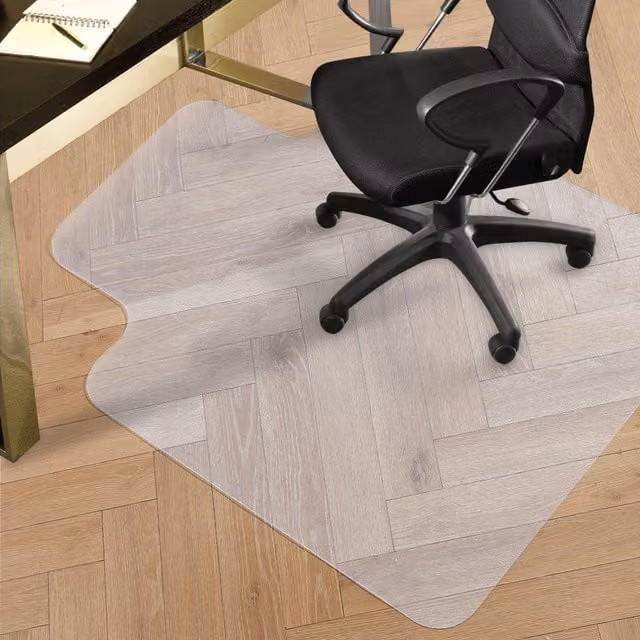 Marlow Non-Slip PVC Office Chair Mat, Transparent and Yellow, W: 120 cm, D: 90 cm
