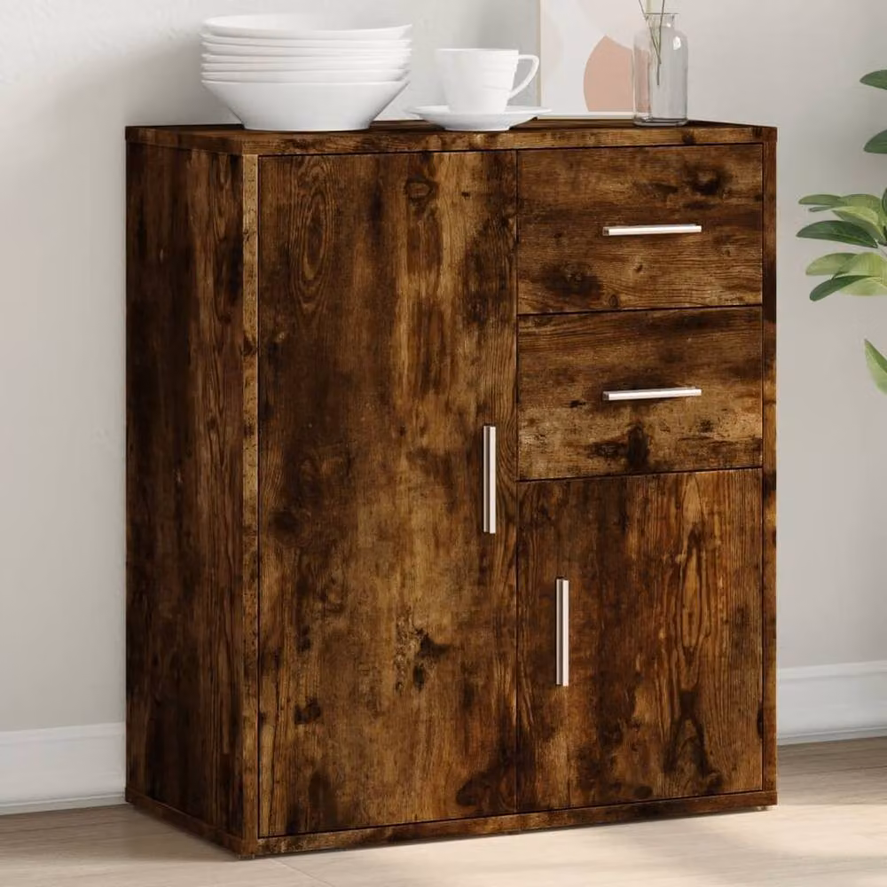 Berkfield Home Smoked Oak Sideboard in Brown, W/D/H: 60 x 31 x 70 cm – 2