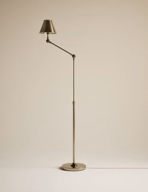 M&S Adjustable Brass Hat Floor Lamp in Gold/Brass
