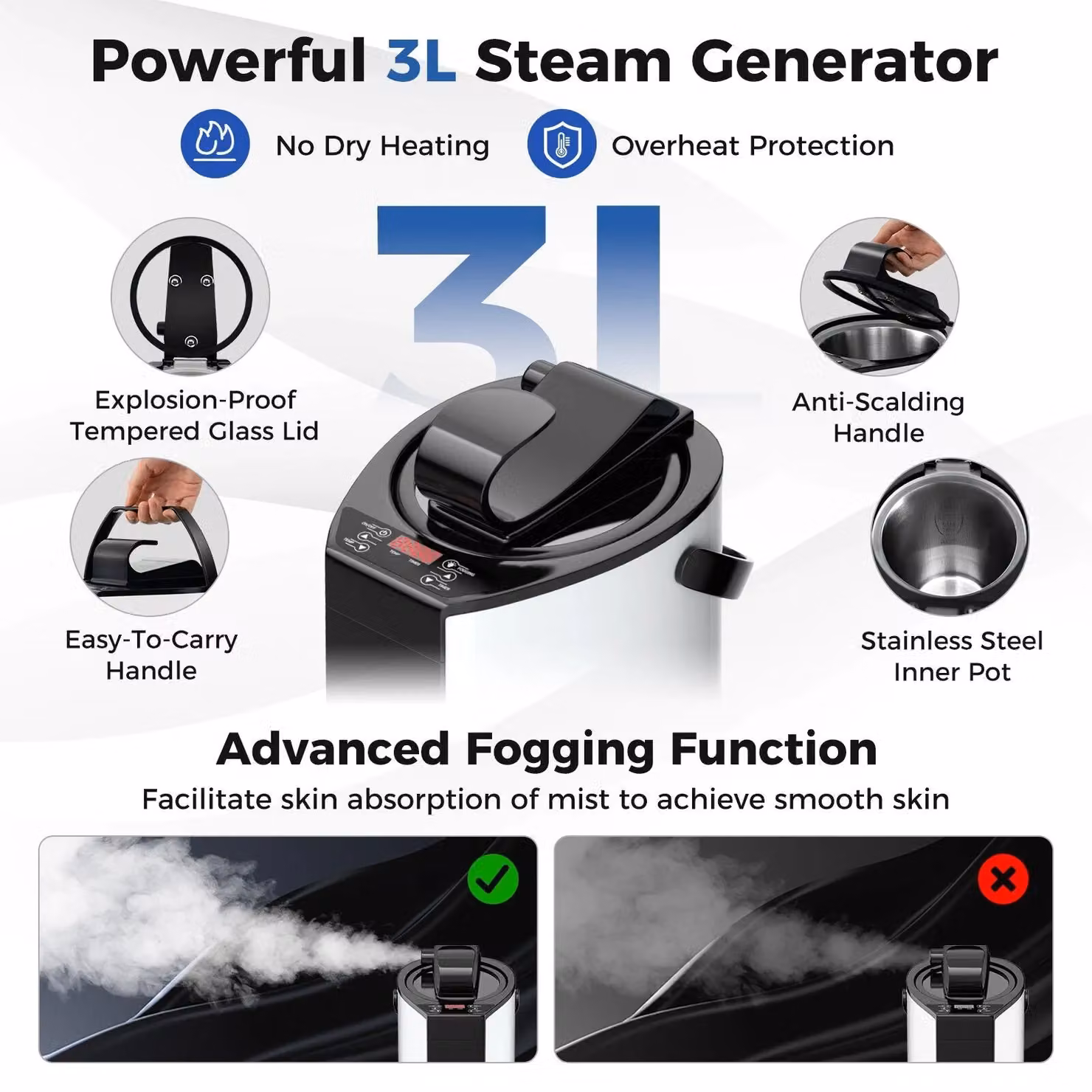 Costway Portable Full Body Steam Sauna Box with 3L Steam Generator in Black – 4