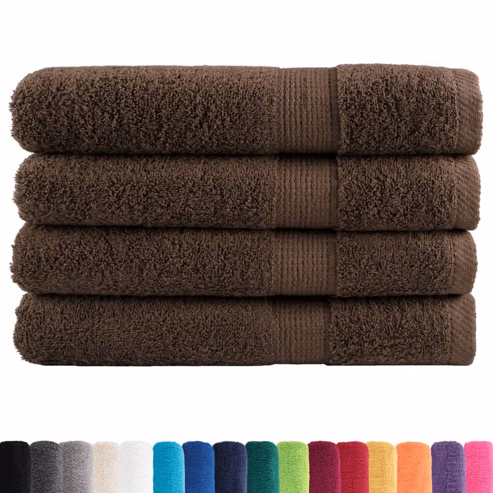 Berkfield Home SOLUND Premium Cotton Terry Sauna Towels, Brown, 4 Pack, W: 80 cm, L: 200 cm, 600gsm – 3
