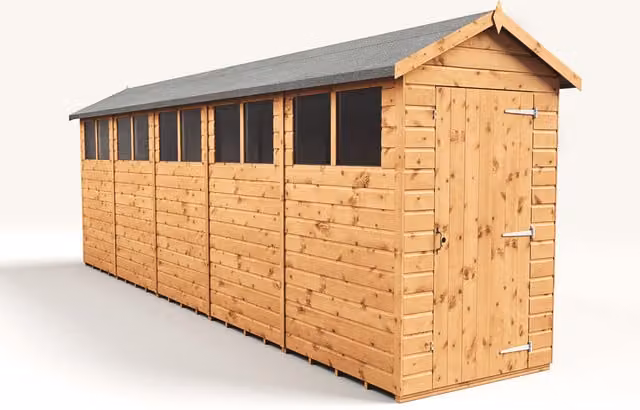 Empire Sheds Empire 4x20 Modular Apex Garden Shed with Single Door and Windows in Brown